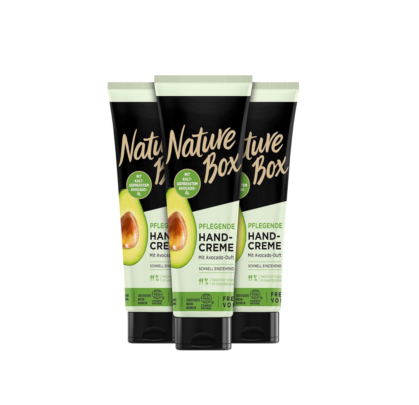 Nature Box Handcreme mit kaltgepresstem Avocado - Öl 3 x 75 ml
