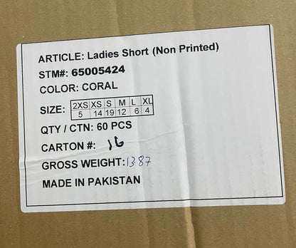 Ladies Short 60 Stück im Karton in der Farbe Coral
