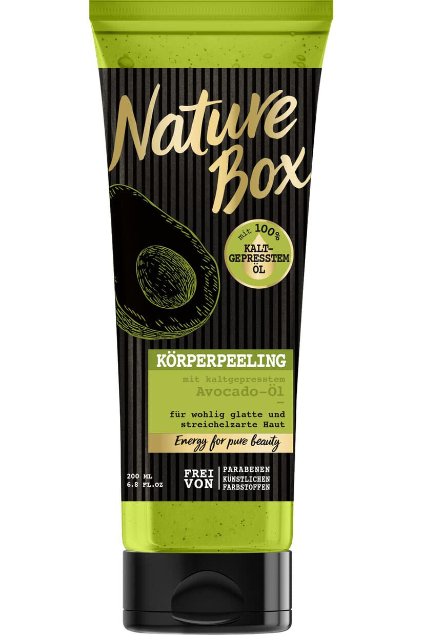 Nature Box KÖRPERPEELING 3 x 200ml mit Avocado Öl -vegan, frei von Parabenen