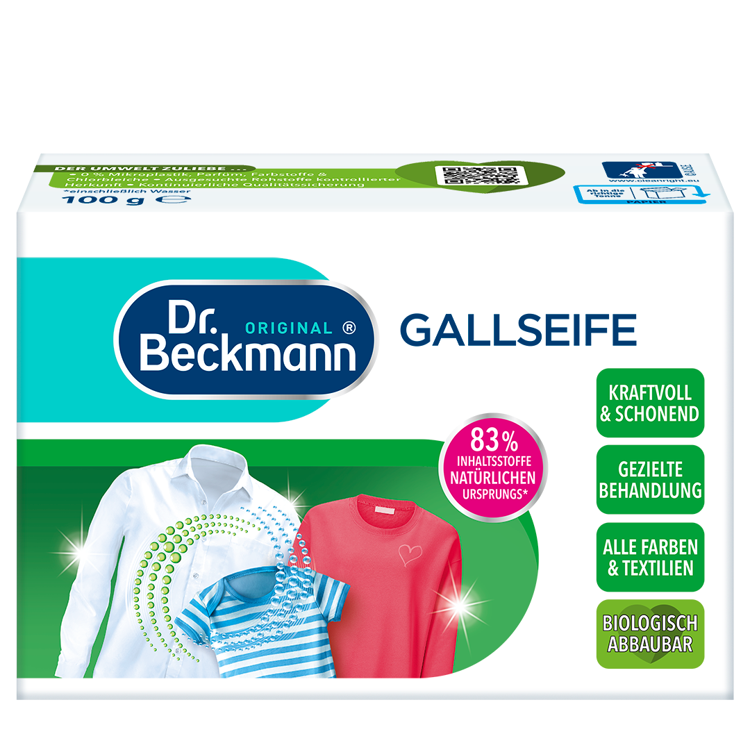 Dr. Beckmann Gallseife Gezielte Fleckentfernung 4x100g Stück Polster Sofa Flecke