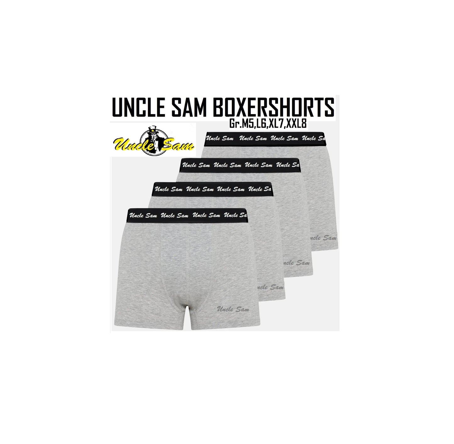 UNCLE SAM Boxer Shorts Herren cotton stretch 4 er Pack Grau Gr. M L XL XXL