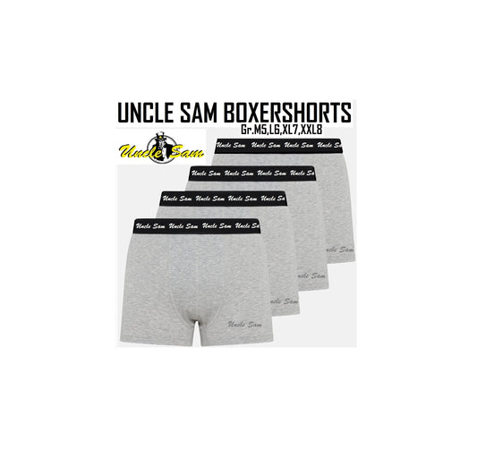 UNCLE SAM Boxer Shorts Herren cotton stretch 4 er Pack Grau Gr. M L XL XXL