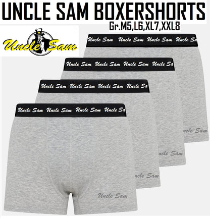 UNCLE SAM Boxer Shorts Herren cotton stretch 4 er Pack Grau Gr. M L XL XXL