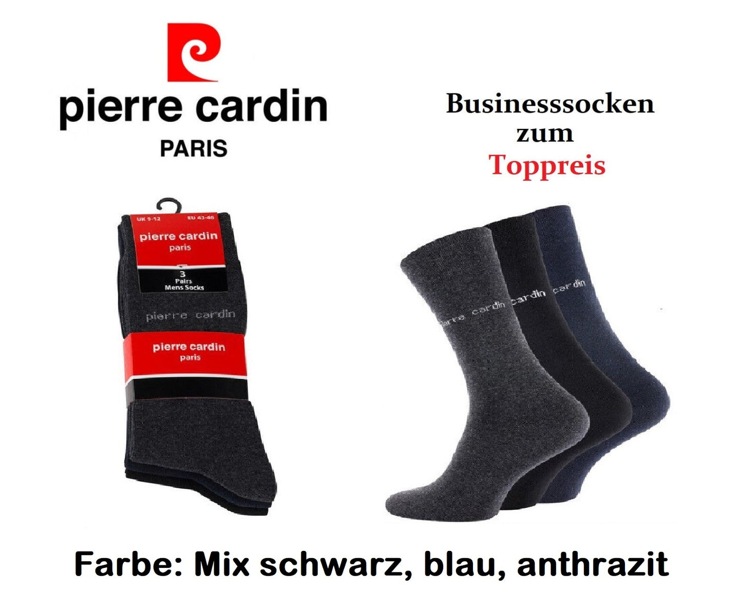 NEU 9-21 Paar Pierre Cardin Socken Herrensocken Strümpfe Business-Socken MIX
