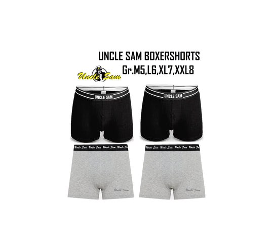 UNCLE SAM Boxer Shorts Herren cotton stretch 4 er Pack Schwarz/Grau Gr. M L XL XXL
