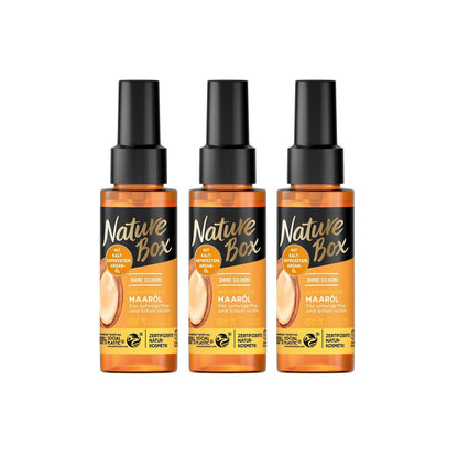 3xNature Box Nährpflege Haaröl mit Arganöl Schutz vor Spliss Haarpflege 3x70ml