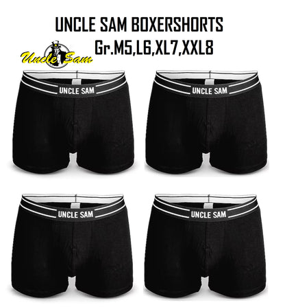 UNCLE SAM Boxer Shorts Herren cotton stretch 4 er Pack black Gr. M L XL XXL